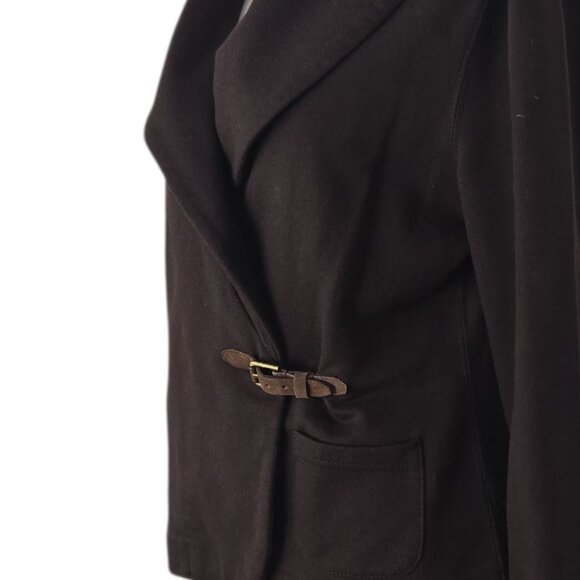 Ralph Lauren Chocolate Brown Cotton Knit Blazer Jacket M - Picture 5 of 7